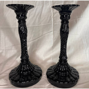 Beautiful Vintage Glass Matching pair  Candle sticks, Twist details